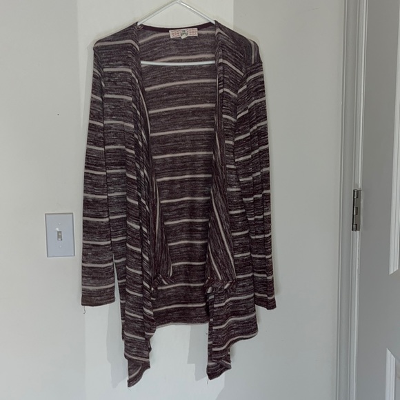 XL Maroon and White stripped open front cardigan - Picture 1 of 6